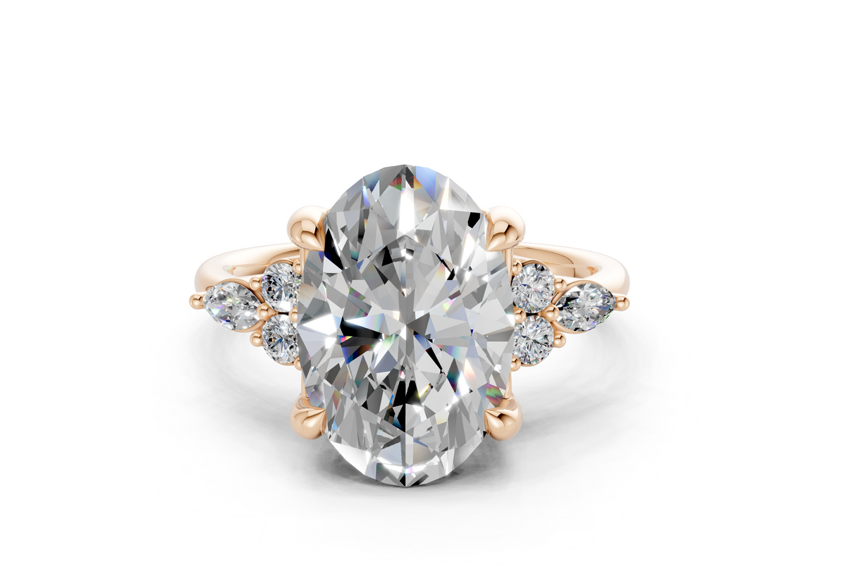 Lyra Diamond Accent Oval Cut 1.8mm Engagement Ring
