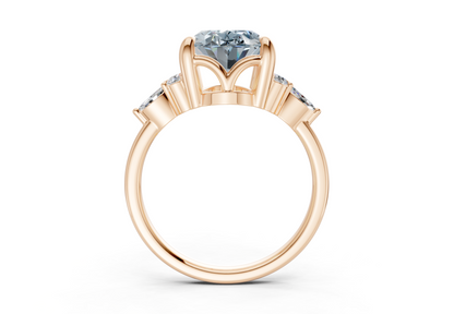 Lyra Blue Diamond Accent Oval Cut 2mm Engagement Ring