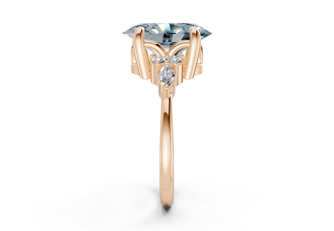 Lyra Blue Diamond Accent Oval Cut 1.8mm Engagement Ring