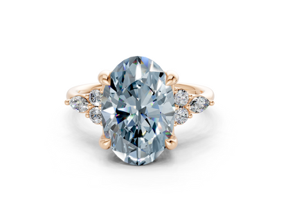 Lyra Blue Diamond Accent Oval Cut 2.3mm Engagement Ring