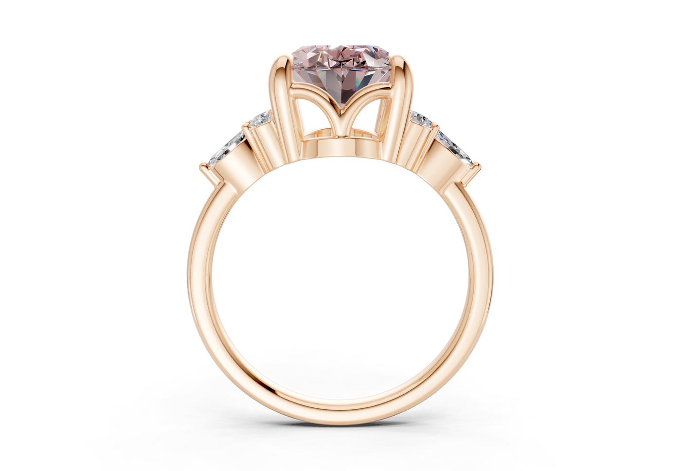 Lyra Pink Diamond Accent Oval Cut 2mm Engagement Ring