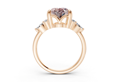 Lyra Pink Diamond Accent Oval Cut 1.8mm Engagement Ring