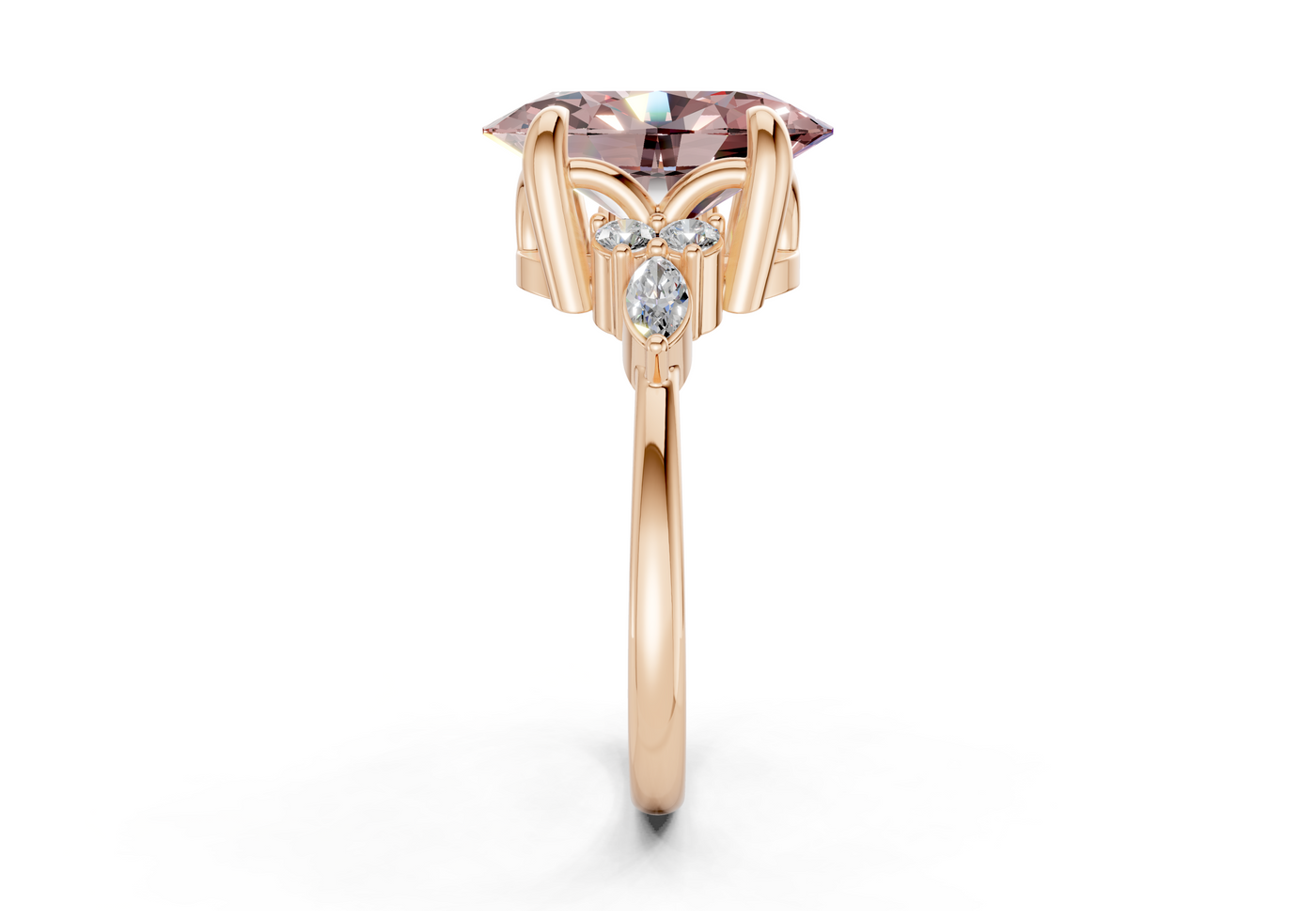 Lyra Pink Diamond Accent Oval Cut 1.8mm Engagement Ring