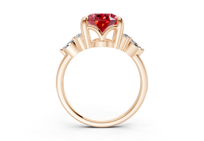 Lyra Ruby Gemstone Accent Oval Cut 1.8mm Engagement Ring
