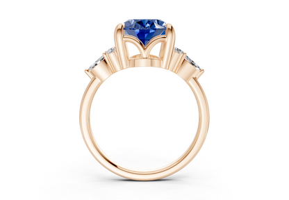 Lyra Sapphire Gemstone Accent Oval Cut 2mm Engagement Ring