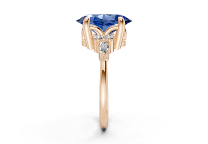 Lyra Sapphire Gemstone Accent Oval Cut 2mm Engagement Ring