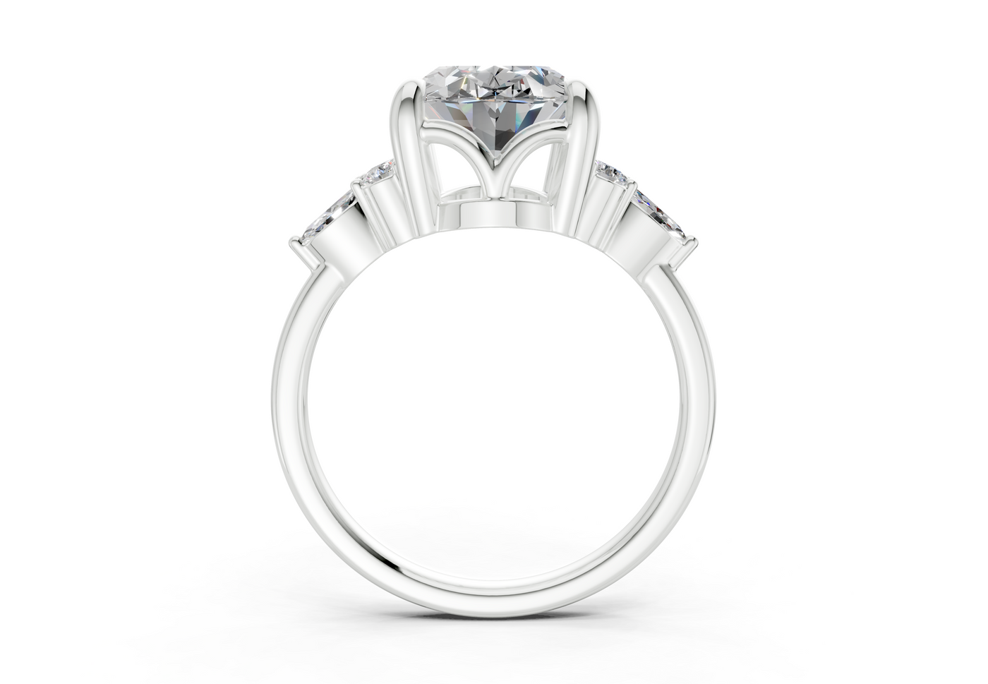 Lyra Diamond Accent Oval Cut 1.8mm Engagement Ring