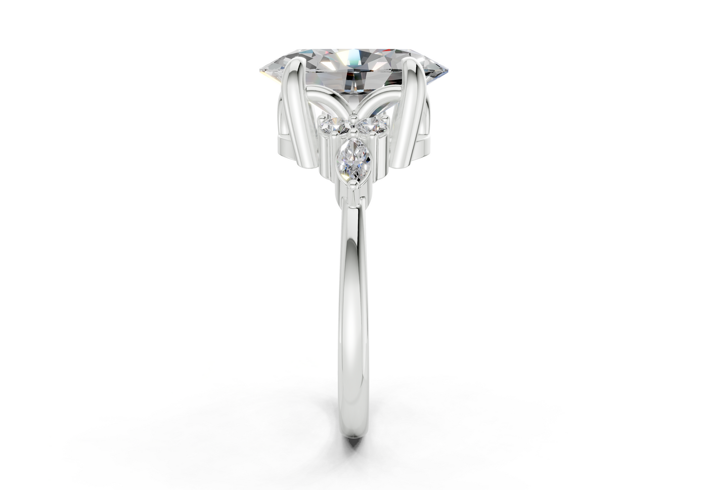 Lyra Diamond Accent Oval Cut 2.3mm Engagement Ring