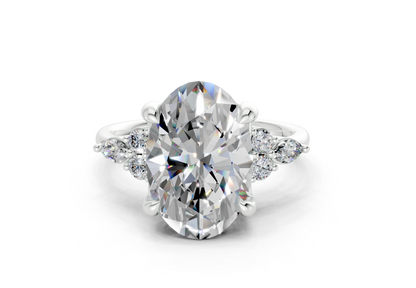 Lyra Diamond Accent Oval Cut 1.8mm Engagement Ring