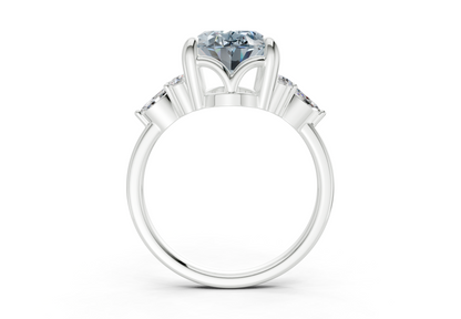 Lyra Blue Diamond Accent Oval Cut 2mm Engagement Ring
