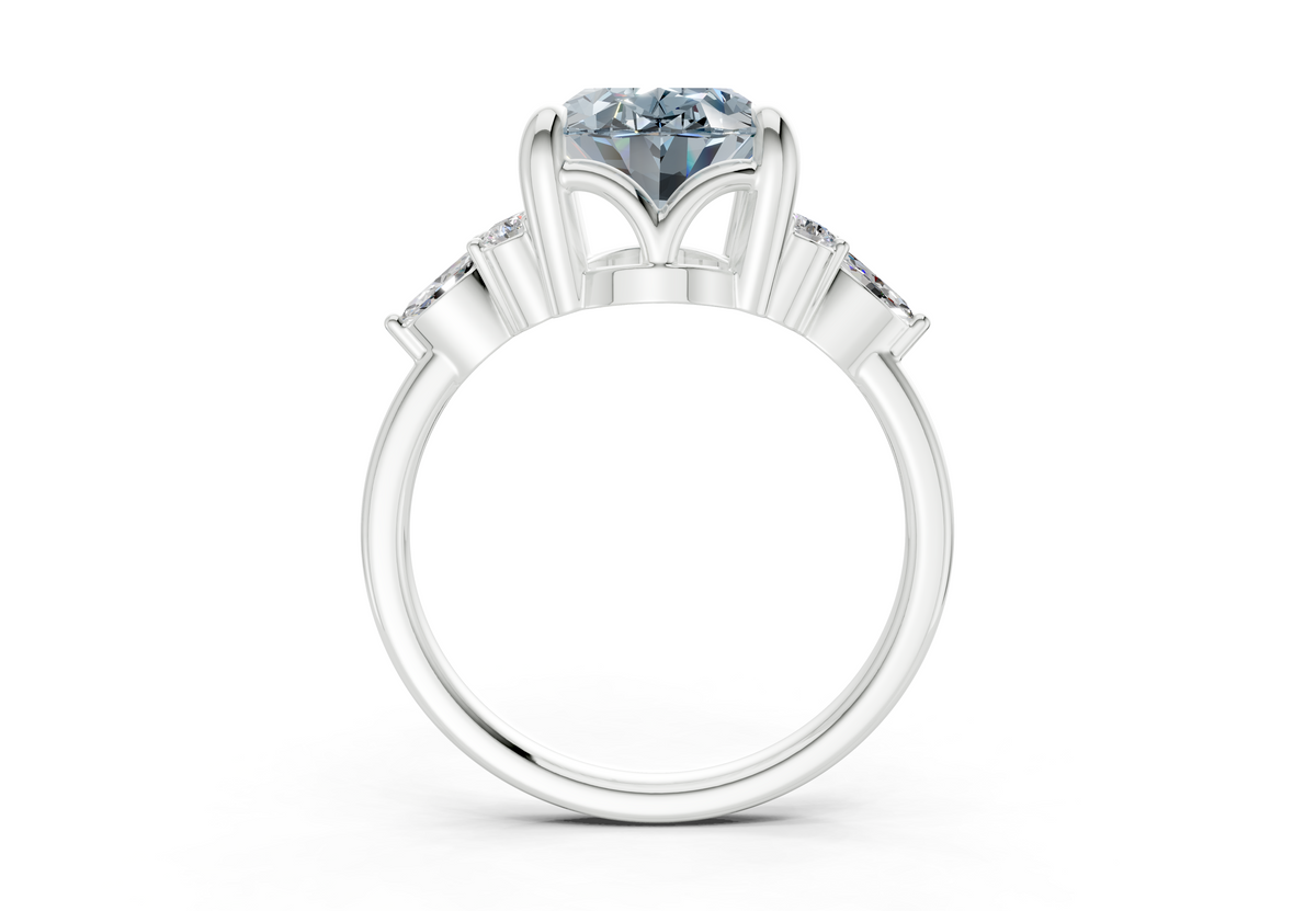 Lyra Blue Diamond Accent Oval Cut 2.3mm Engagement Ring