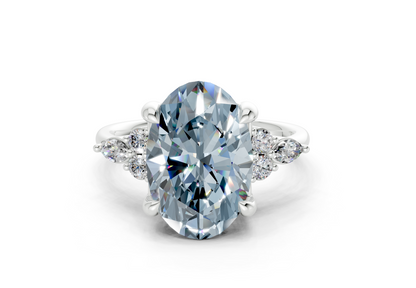 Lyra Blue Diamond Accent Oval Cut 2mm Engagement Ring