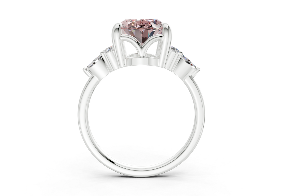 Lyra Pink Diamond Accent Oval Cut 2mm Engagement Ring