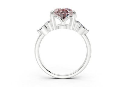 Lyra Pink Diamond Accent Oval Cut 2.3mm Engagement Ring