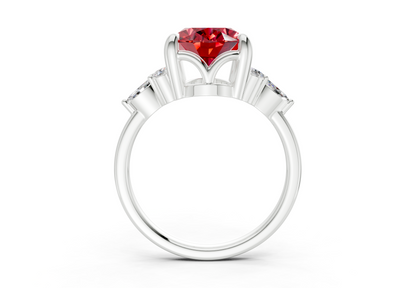Lyra Ruby Gemstone Accent Oval Cut 2.3mm Engagement Ring
