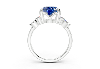 Lyra Sapphire Gemstone Accent Oval Cut 2mm Engagement Ring