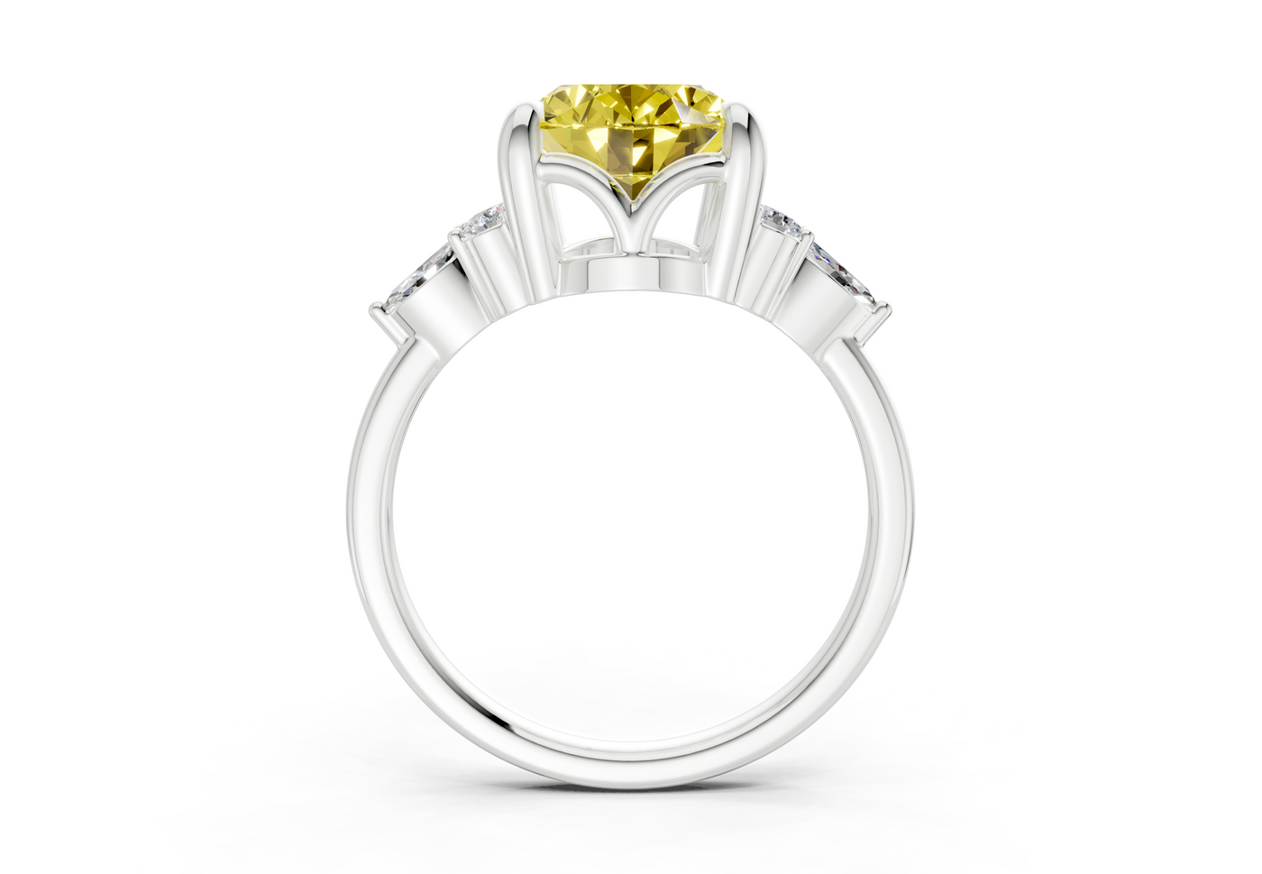Lyra Yellow Diamond Accent Oval Cut 2mm Engagement Ring