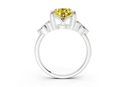 Lyra Yellow Diamond Accent Oval Cut 2.3mm Engagement Ring