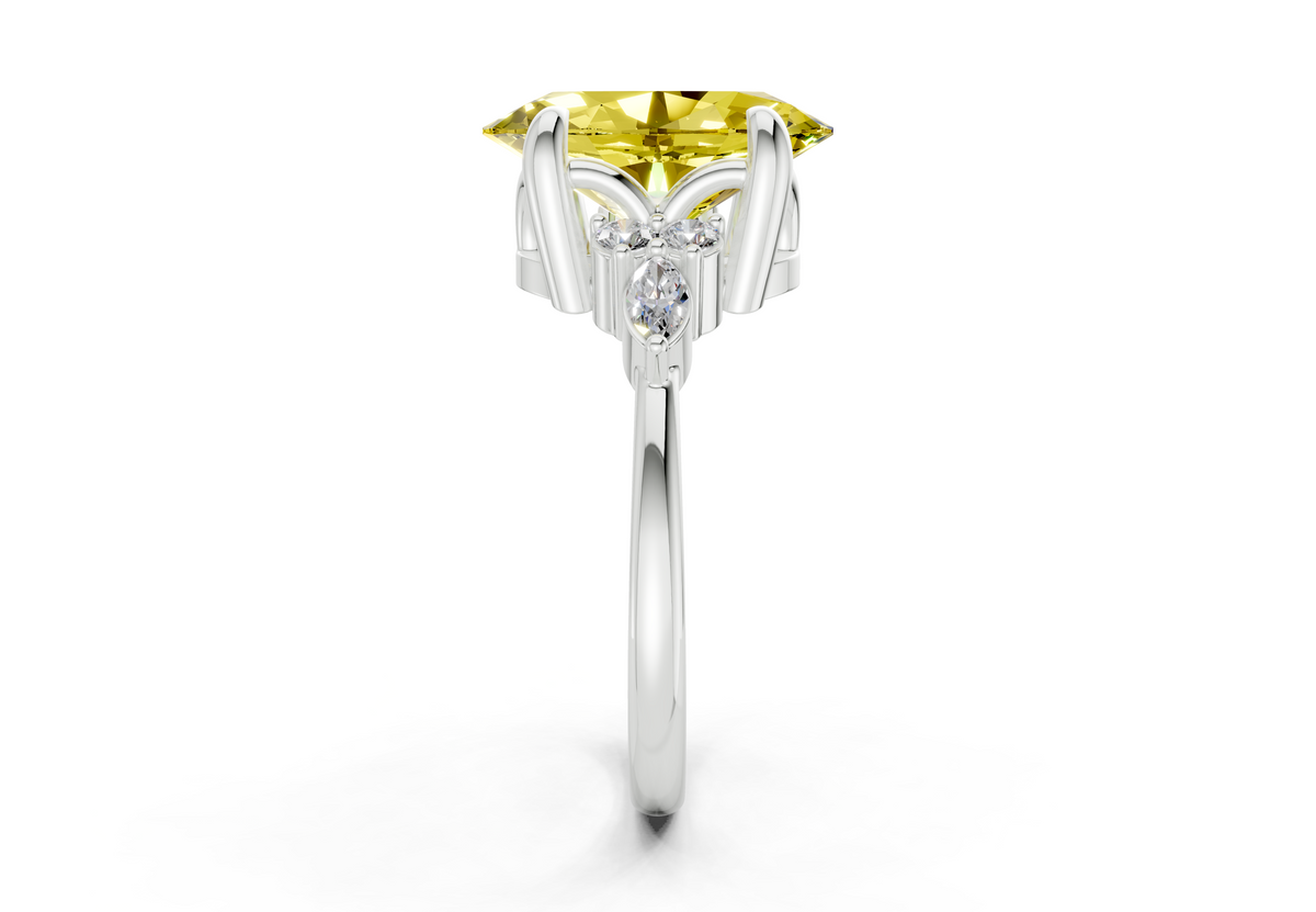 Lyra Yellow Diamond Accent Oval Cut 2.3mm Engagement Ring