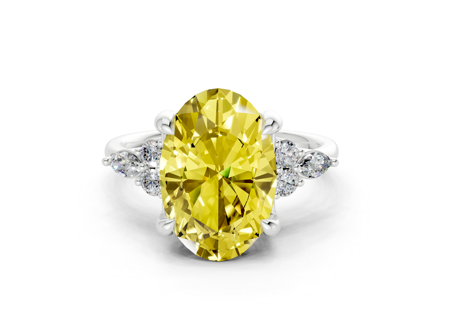 Lyra Yellow Diamond Accent Oval Cut 2.3mm Engagement Ring