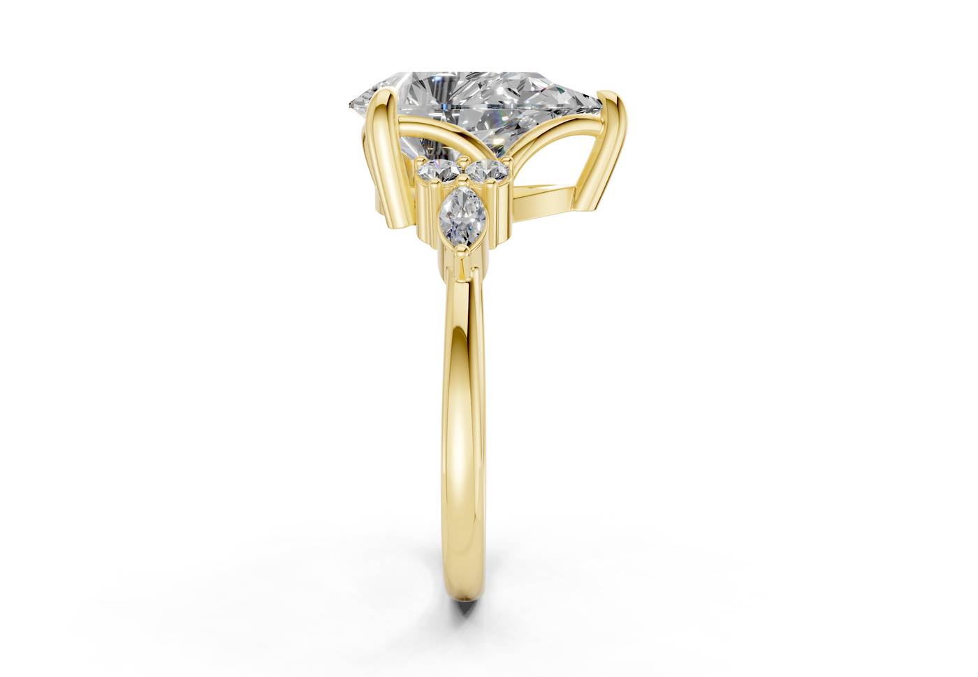 Lyra Diamond Accent Pear Cut 1.8mm Engagement Ring