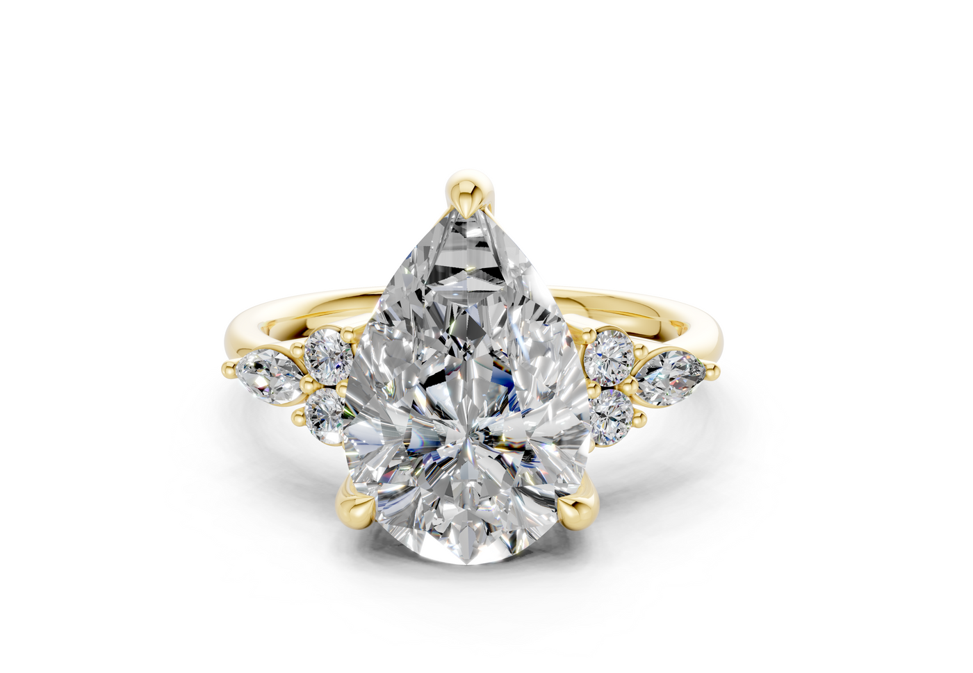 Lyra Diamond Accent Pear Cut 2.3mm Engagement Ring