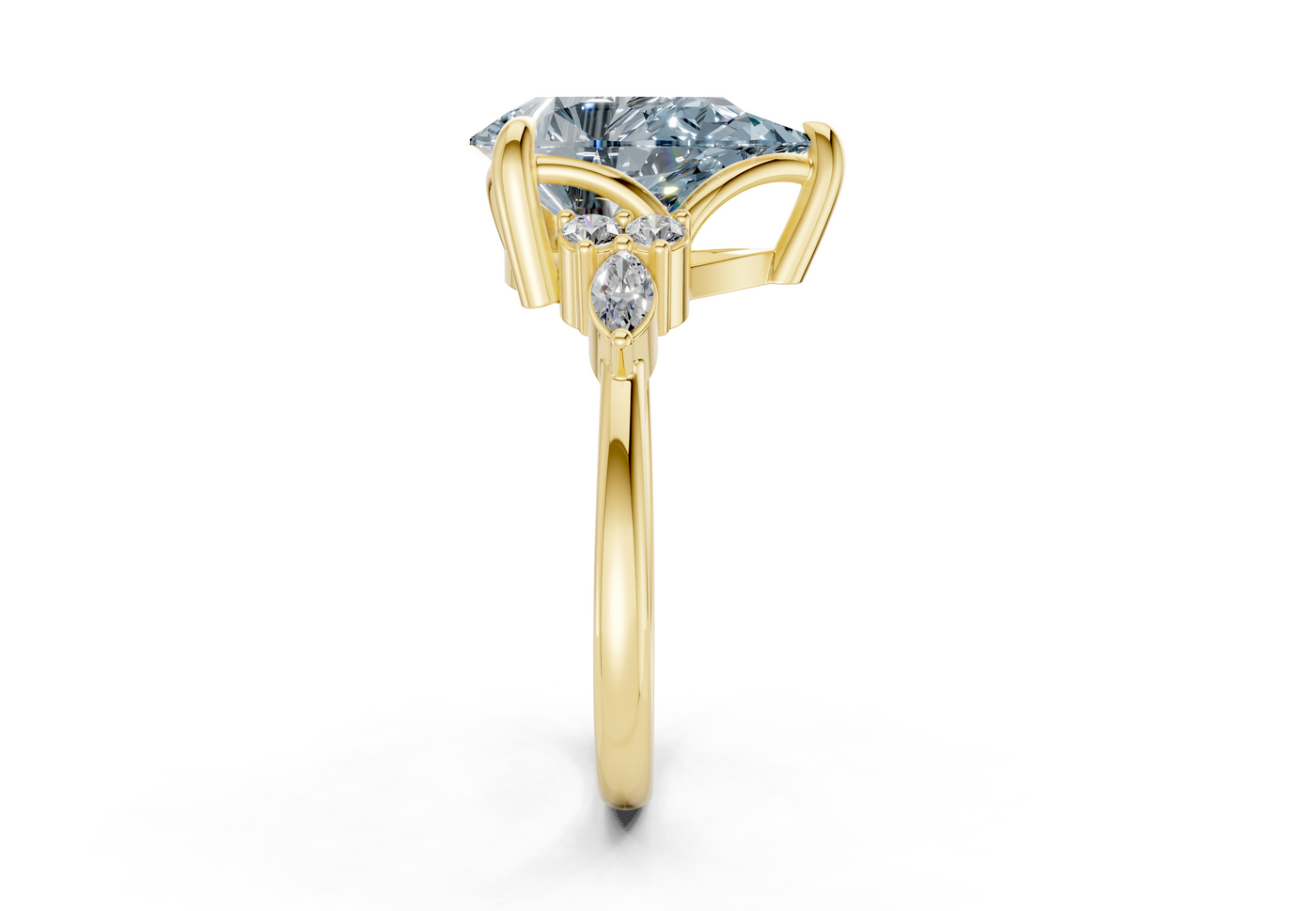 Lyra Blue Diamond Accent Pear Cut 2.3mm Engagement Ring
