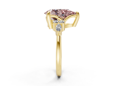 Lyra Pink Diamond Accent Pear Cut 2.3mm Engagement Ring