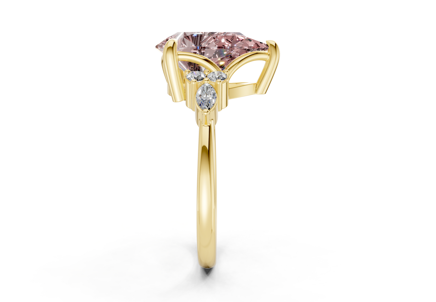 Lyra Pink Diamond Accent Pear Cut 1.8mm Engagement Ring