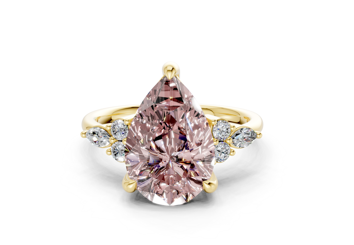 Lyra Pink Diamond Accent Pear Cut 2.3mm Engagement Ring