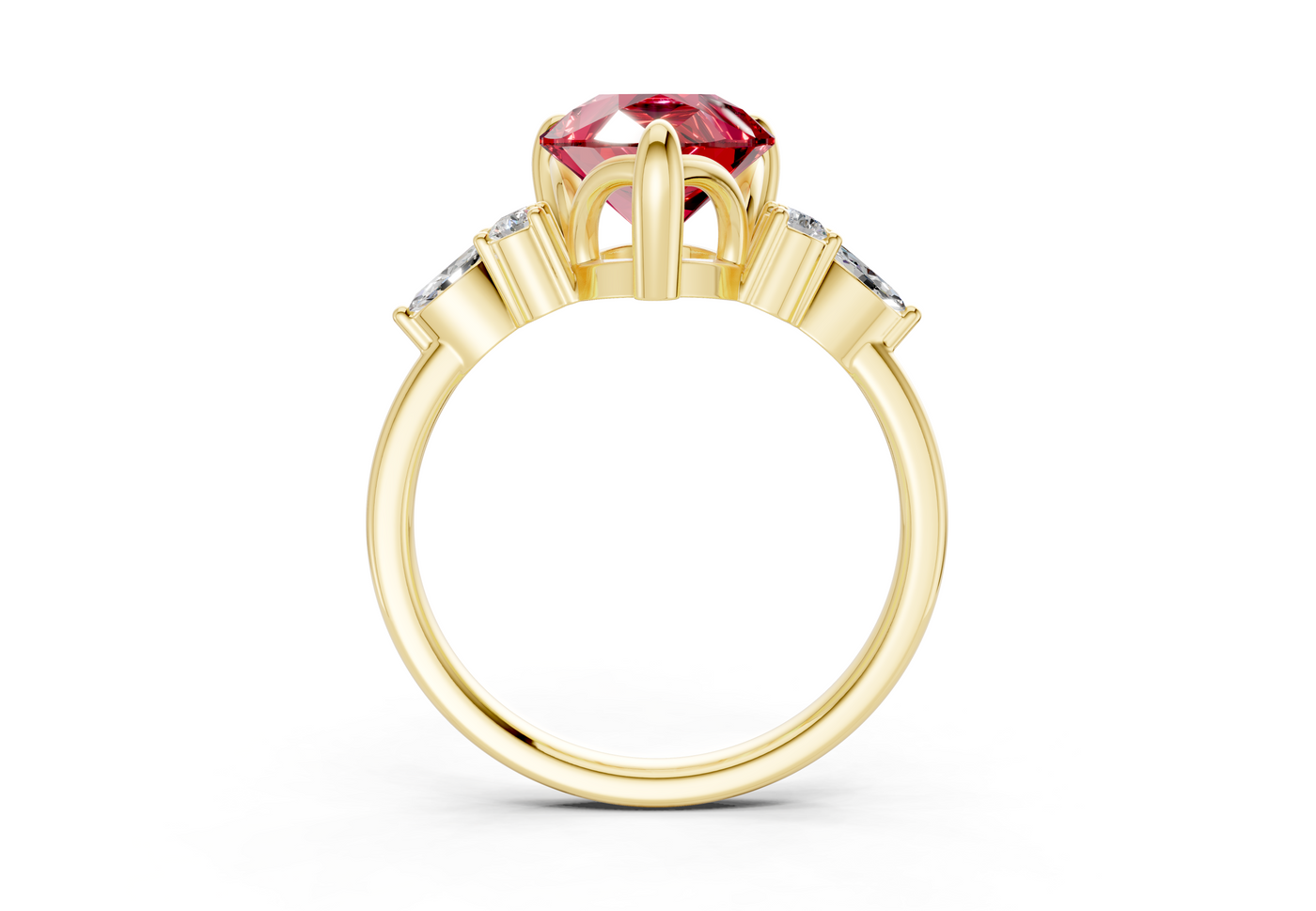 Lyra Ruby Gemstone Accent Pear Cut 2.3mm Engagement Ring