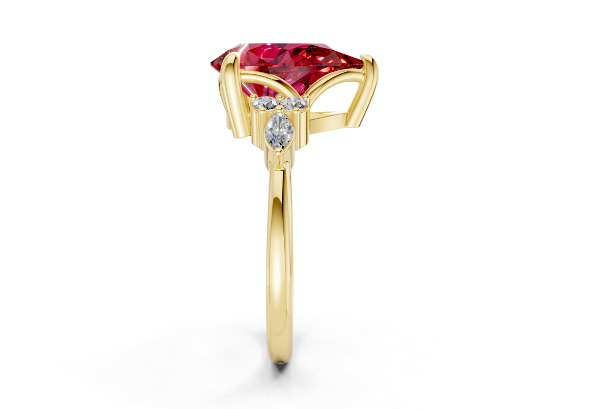 Lyra Ruby Gemstone Accent Pear Cut 2mm Engagement Ring
