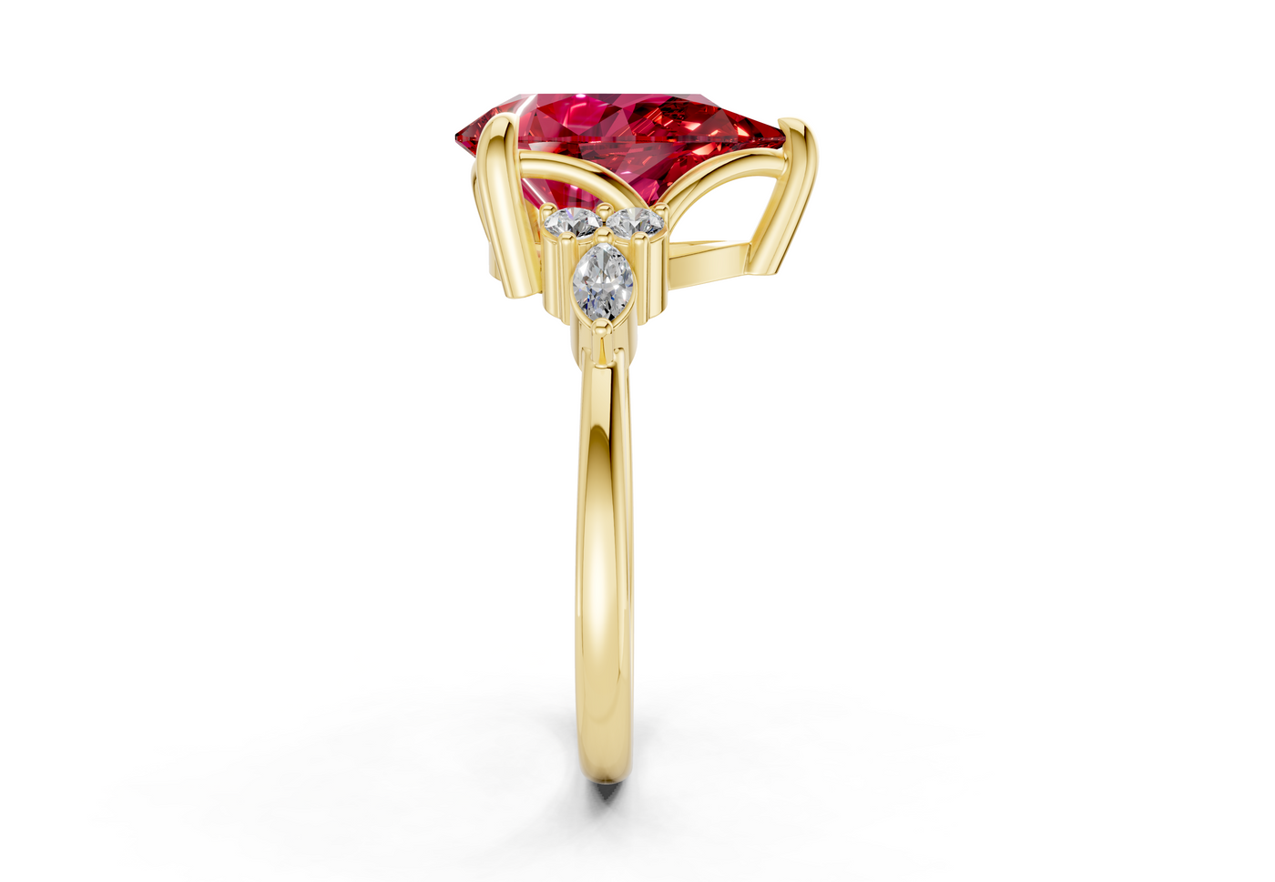Lyra Ruby Gemstone Accent Pear Cut 2.3mm Engagement Ring
