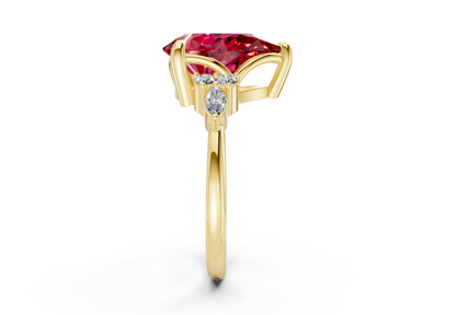 Lyra Ruby Gemstone Accent Pear Cut 2.3mm Engagement Ring