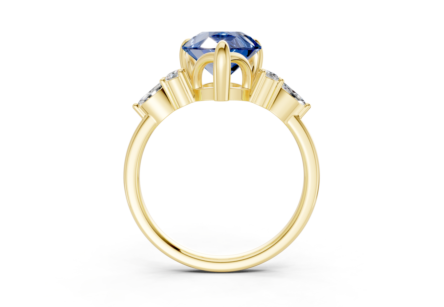 Lyra Sapphire Gemstone Accent Pear Cut 1.8mm Engagement Ring