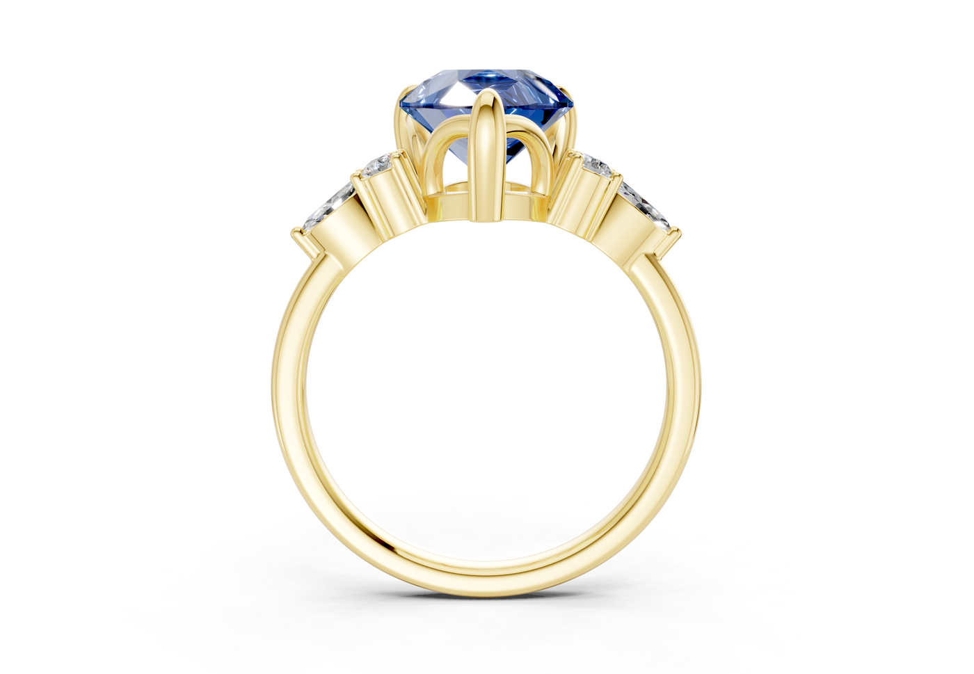 Lyra Sapphire Gemstone Accent Pear Cut 2mm Engagement Ring