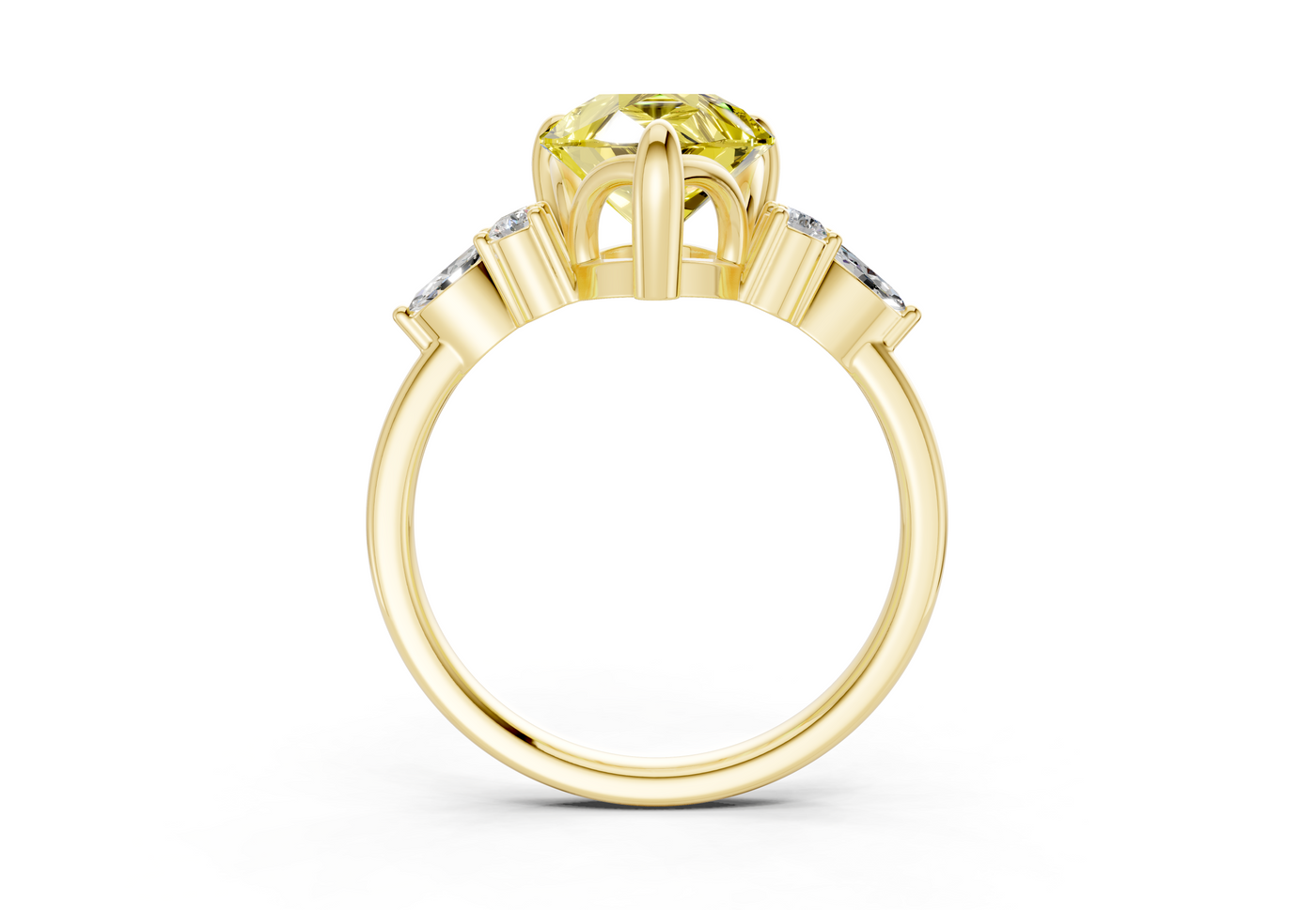 Lyra Yellow Diamond Accent Pear Cut 2.3mm Engagement Ring