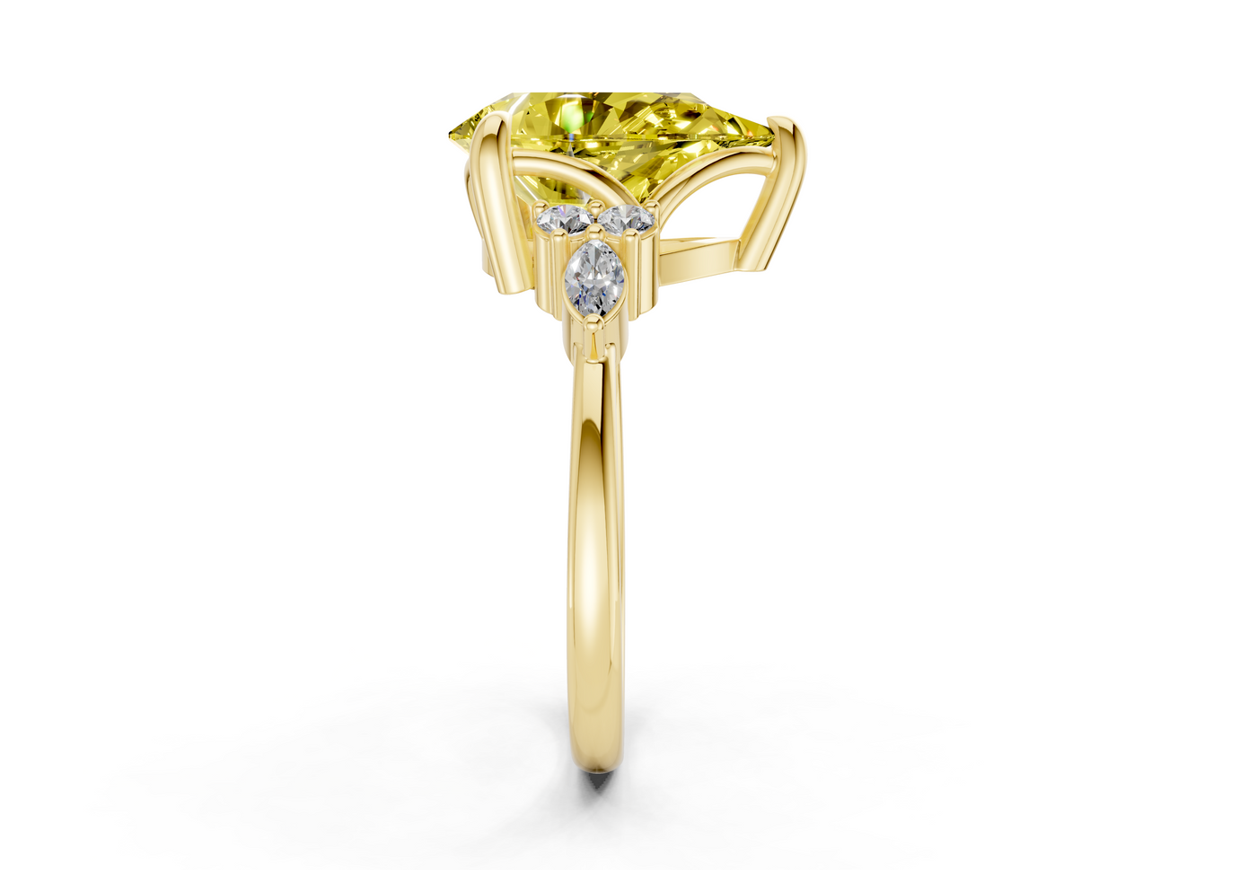 Lyra Yellow Diamond Accent Pear Cut 2.3mm Engagement Ring