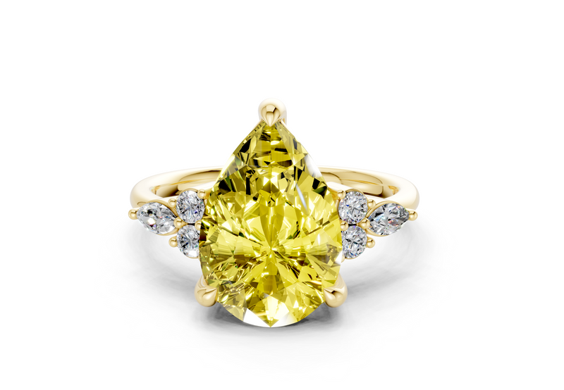 Lyra Yellow Diamond Accent Pear Cut 2mm Engagement Ring