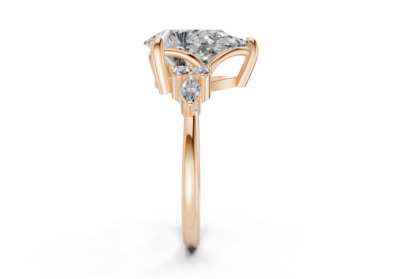 Lyra Diamond Accent Pear Cut 1.8mm Engagement Ring