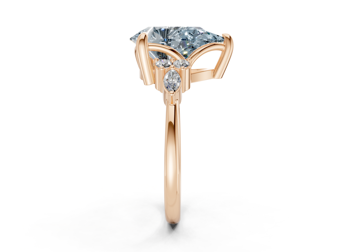 Lyra Blue Diamond Accent Pear Cut 2.3mm Engagement Ring