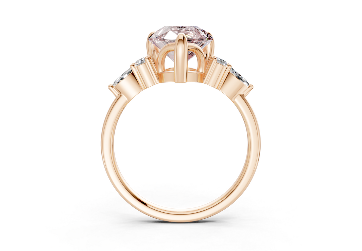 Lyra Pink Diamond Accent Pear Cut 1.8mm Engagement Ring