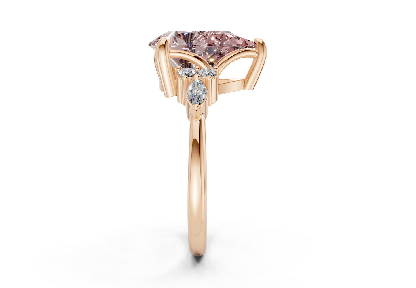 Lyra Pink Diamond Accent Pear Cut 1.8mm Engagement Ring