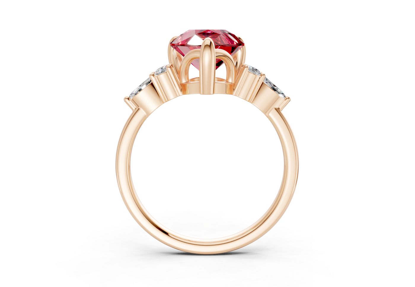 Lyra Ruby Gemstone Accent Pear Cut 2mm Engagement Ring
