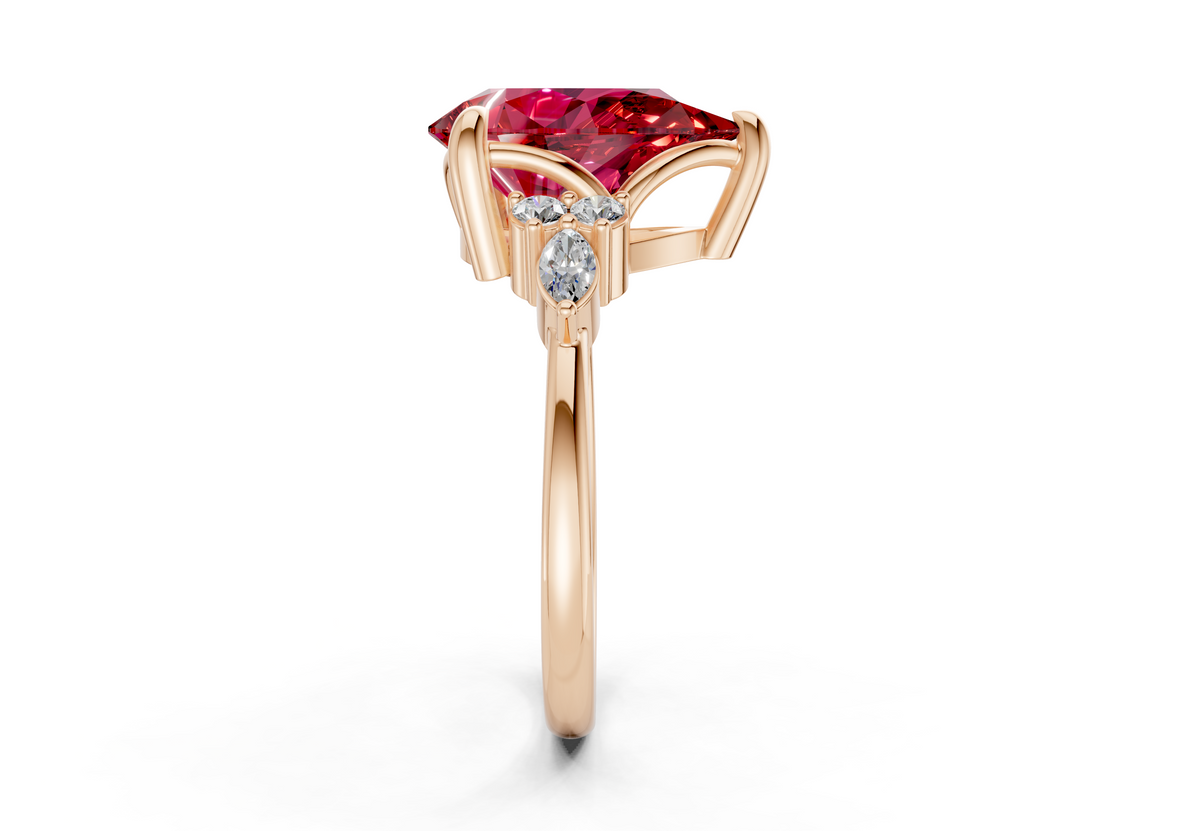 Lyra Ruby Gemstone Accent Pear Cut 2.3mm Engagement Ring