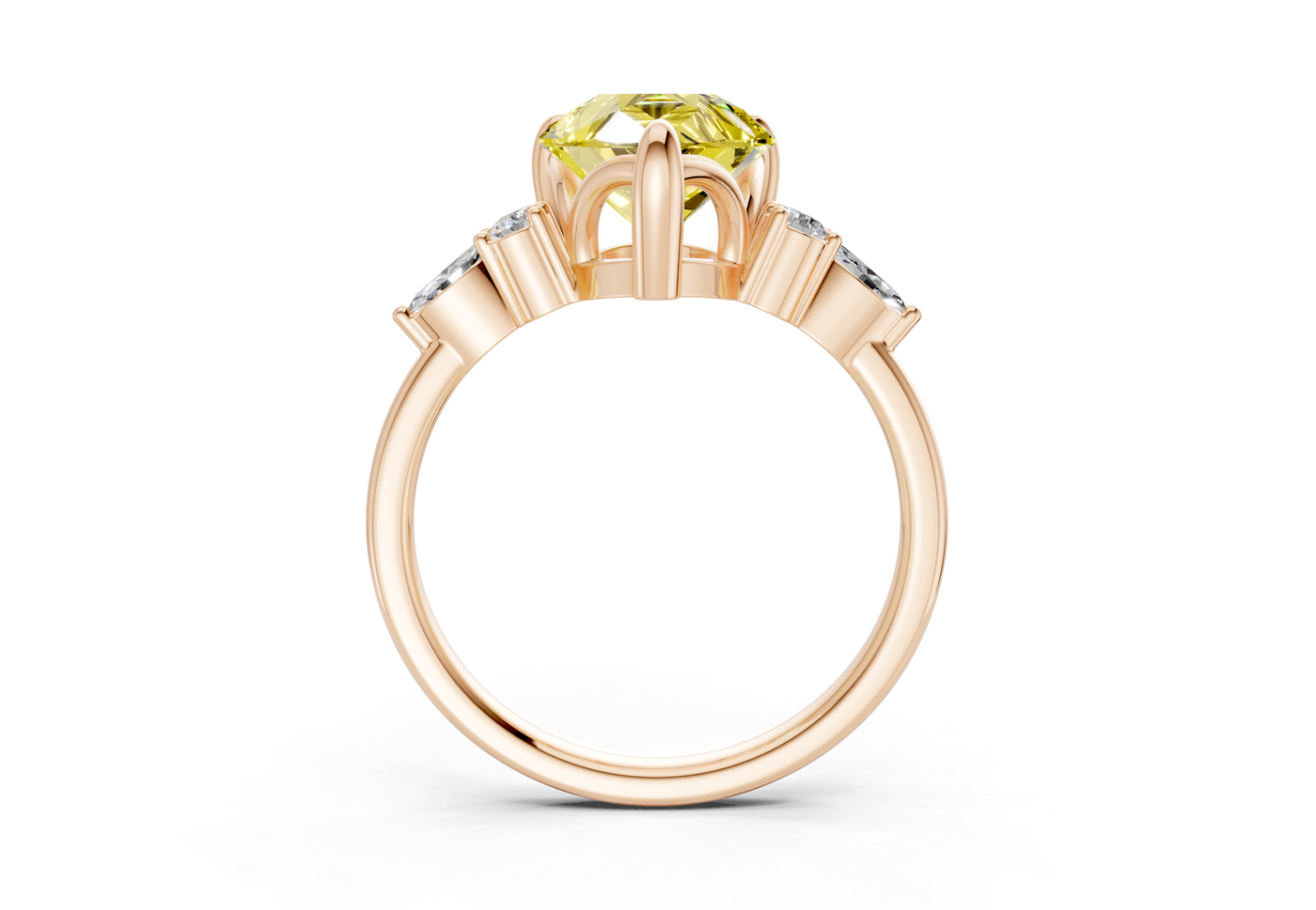 Lyra Yellow Diamond Accent Pear Cut 2.3mm Engagement Ring
