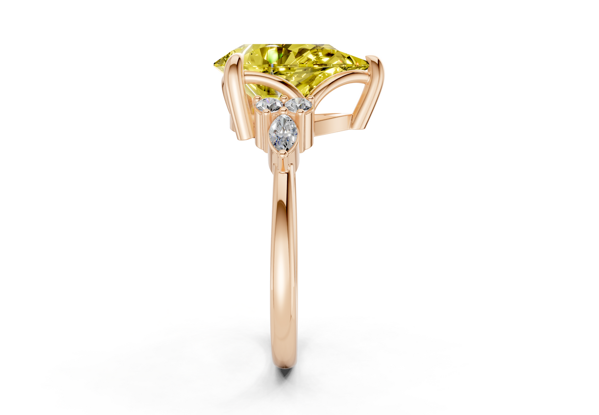 Lyra Yellow Diamond Accent Pear Cut 1.8mm Engagement Ring