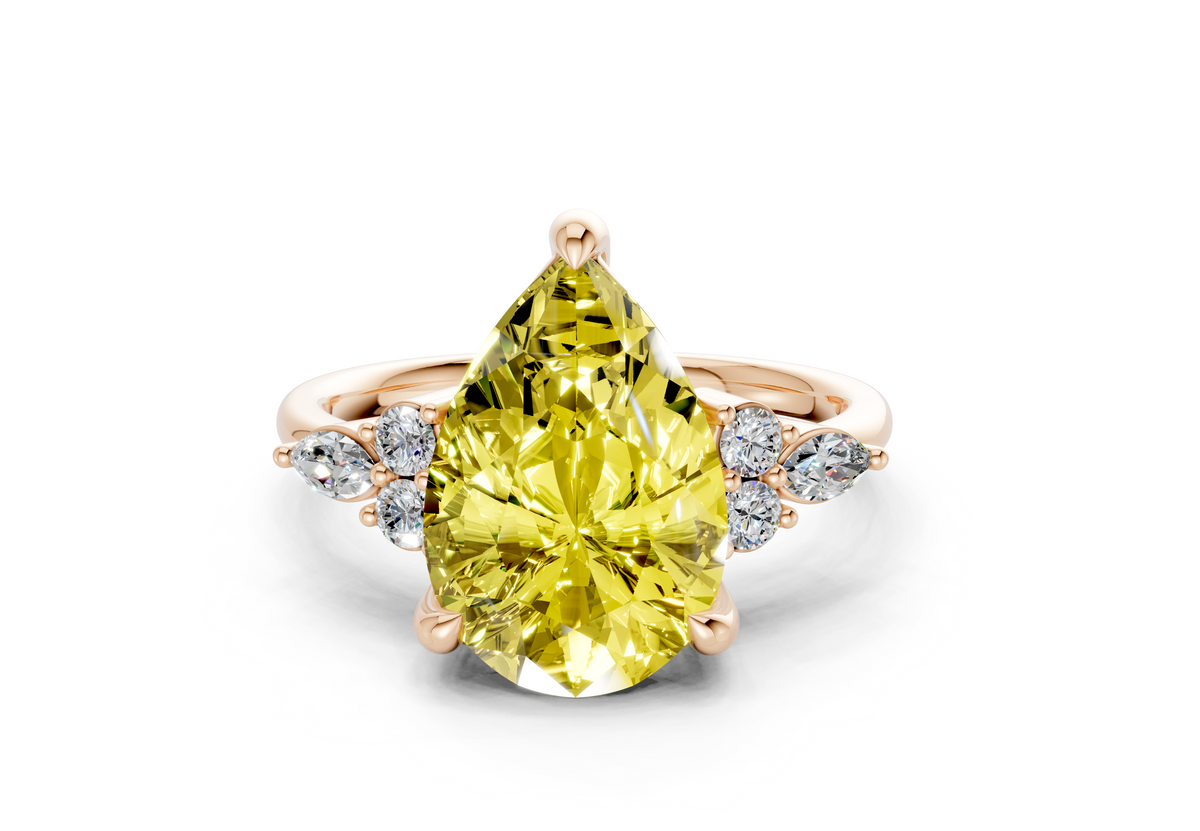 Lyra Yellow Diamond Accent Pear Cut 2.3mm Engagement Ring
