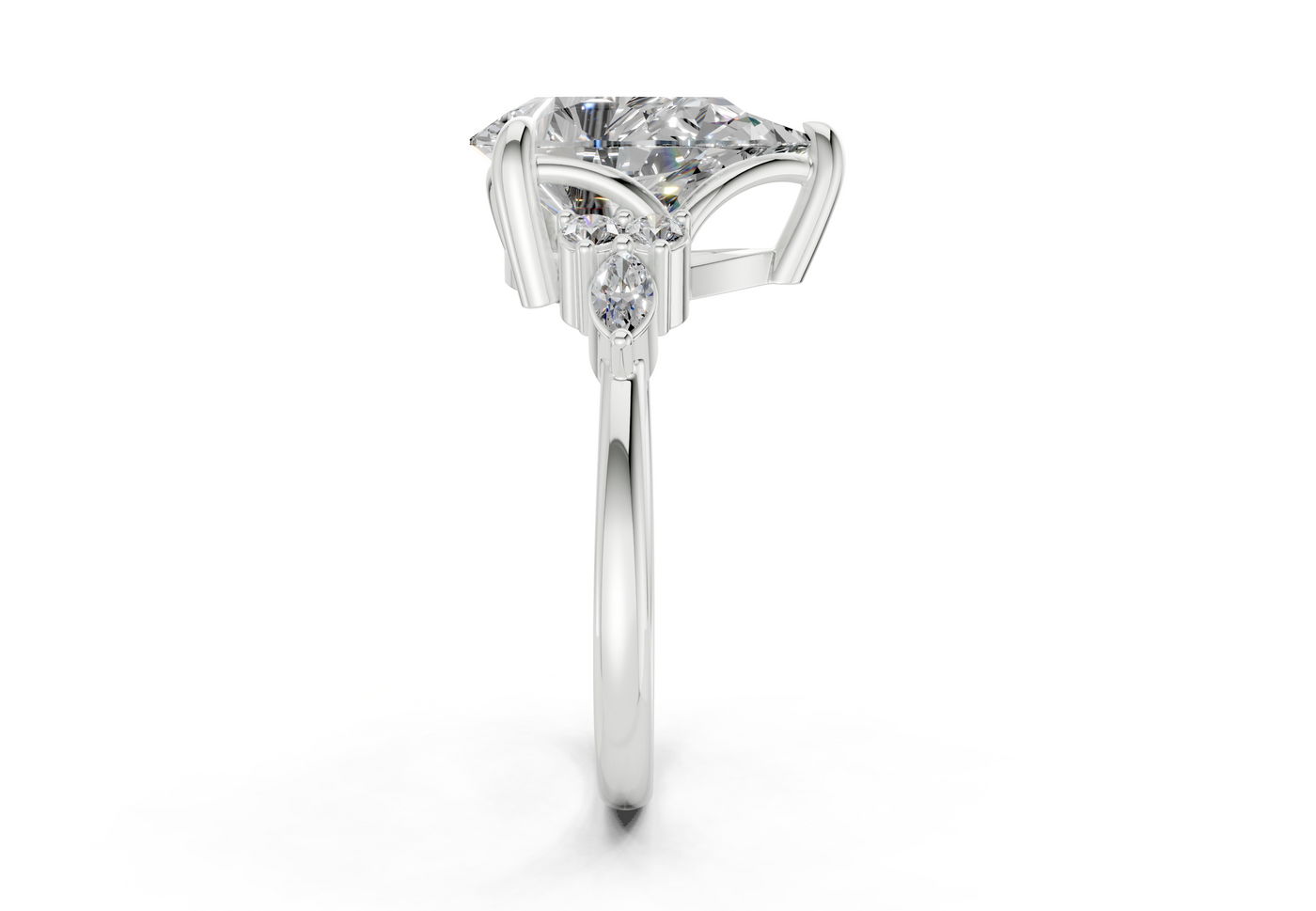 Lyra Diamond Accent Pear Cut 1.8mm Engagement Ring
