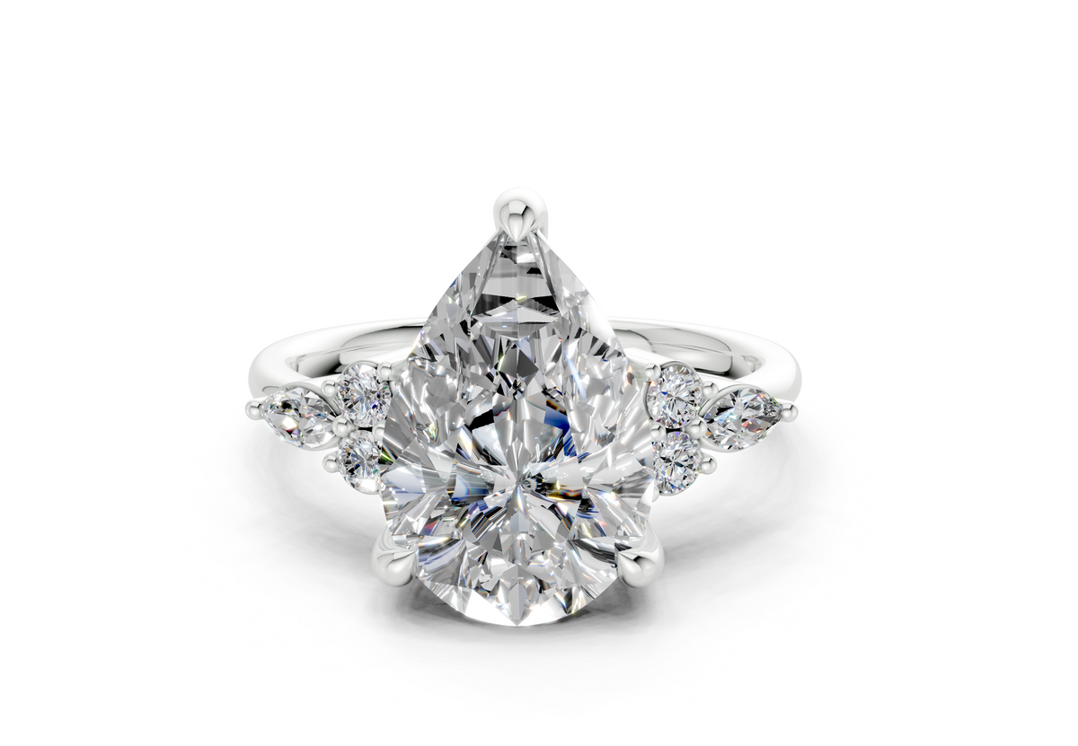 Lyra Diamond Accent Pear Cut 1.8mm Engagement Ring